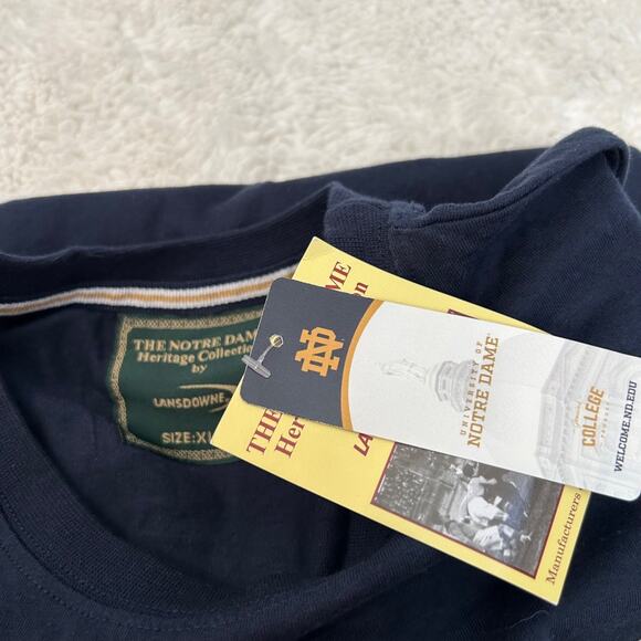 Norte Dame College NWT Mens Navy Embroidered Logo T Shirt Sz XL School Spirit - Picture 6 of 7